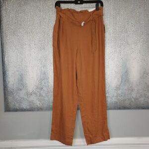 Anne Klein High Waisted Ankle length Linen blend Belted pants